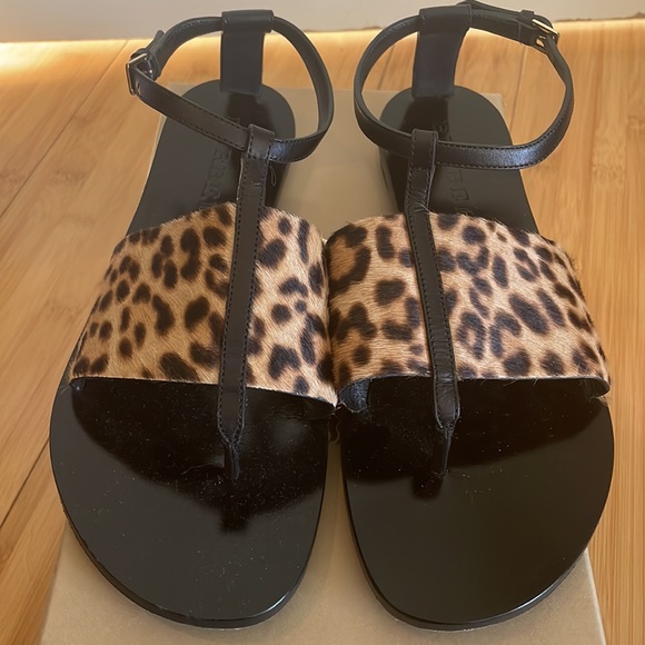 Burberry Adelaide Leopard Flat Sandals 38 - Picture 2 of 7